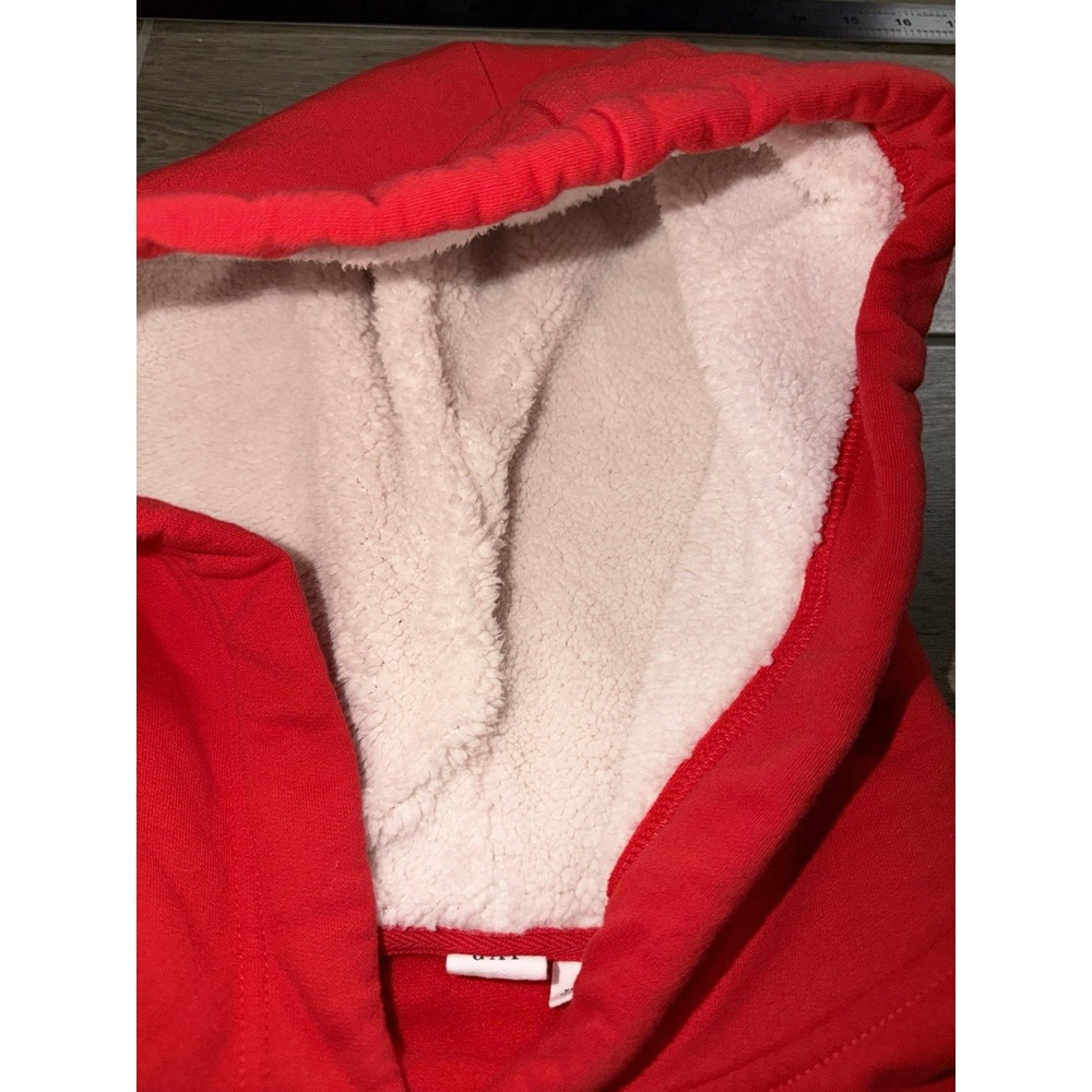 GAP Women's Red Logo Hoodie Pullover Sweatshirt White Hood Size Large - Picture 10 of 16